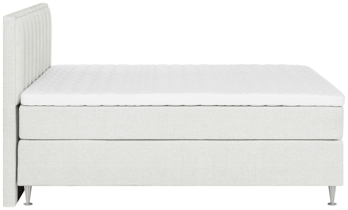 KONTINENTALSÄNG 160/200 cm  i cremefärgad  - aluminiumfärg/cremefärgad, Klassisk, metall/trä (160/200cm) - Best Price