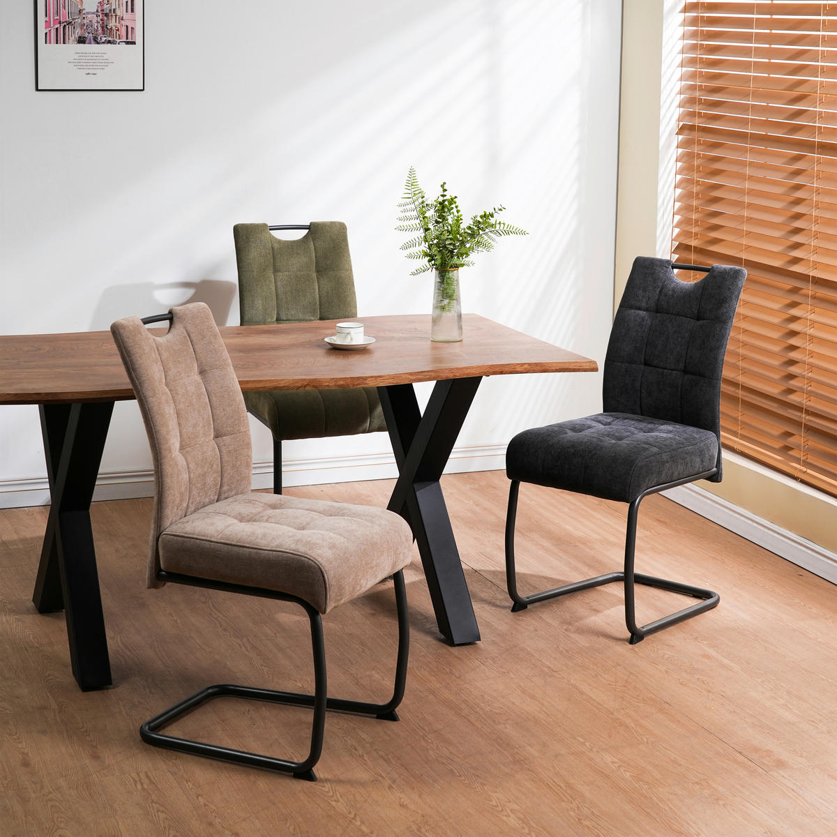 SCHWINGSTUHL   Mikrofaser  - Dunkelgrau/Beige, MODERN, Textil/Metall (44/95/61cm) - MID.YOU