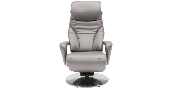 RELAXSESSEL in Leder Grau  - Edelstahlfarben/Grau, Design, Leder/Metall (75/117/88cm) - Dieter Knoll