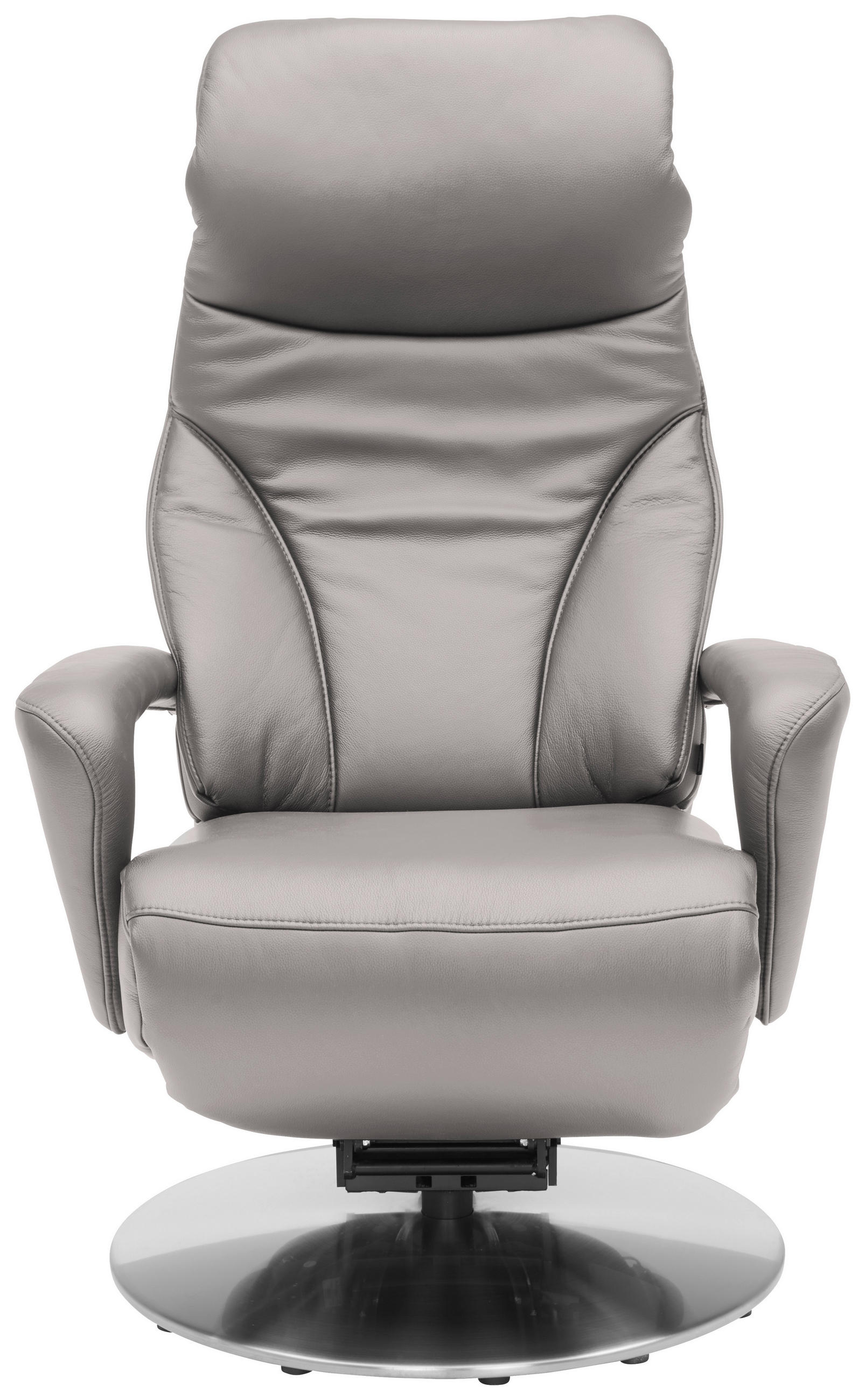 RELAXSESSEL Echtleder Nackenstütze, Relaxfunktion, Kopfteilverstellung, Fußteilverstellung    - Edelstahlfarben/Grau, Design, Leder/Metall (75/117/88cm) - Dieter Knoll