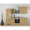 KÜCHENBLOCK 270 cm   in Buchefarben  - Edelstahlfarben/Beige, MODERN, Glas/Holzwerkstoff (270cm) - FlexWell