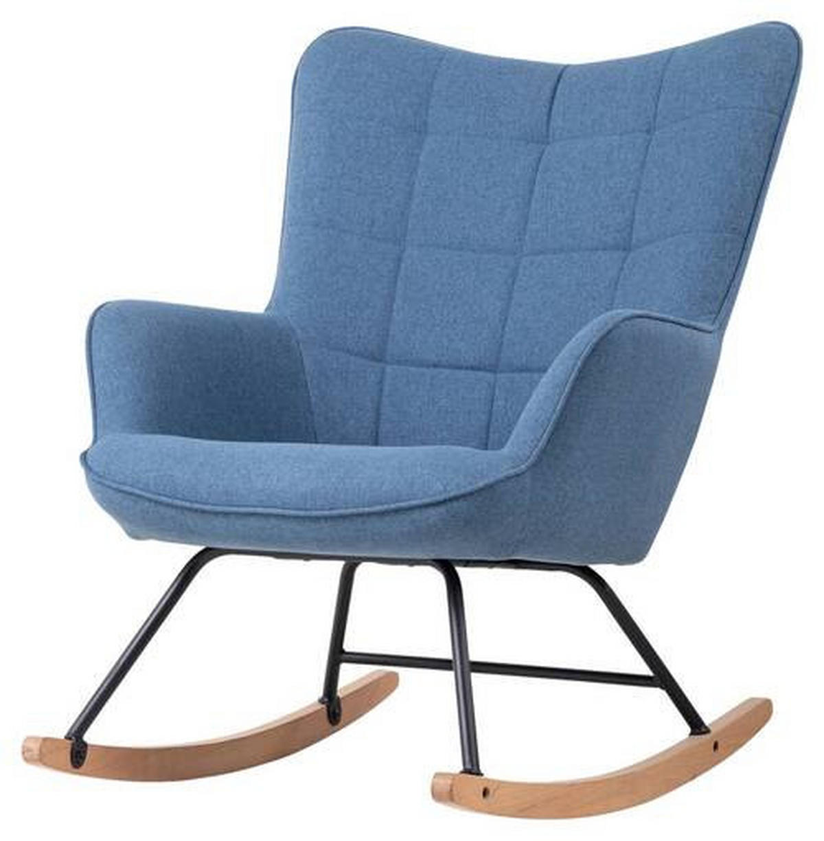 SCHAUKELSESSEL Webstoff Blau    - Blau/Buchefarben, MODERN, Holz/Textil (72/92/92cm) - MID.YOU