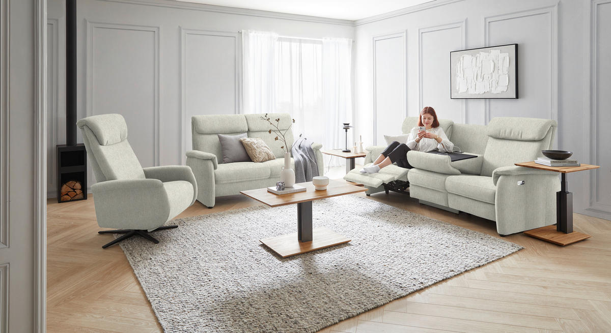 2,5-SITZER in Flachgewebe Naturfarben  - Schwarz/Naturfarben, KONVENTIONELL, Textil/Metall (178/107/97cm) - Pure Home Comfort