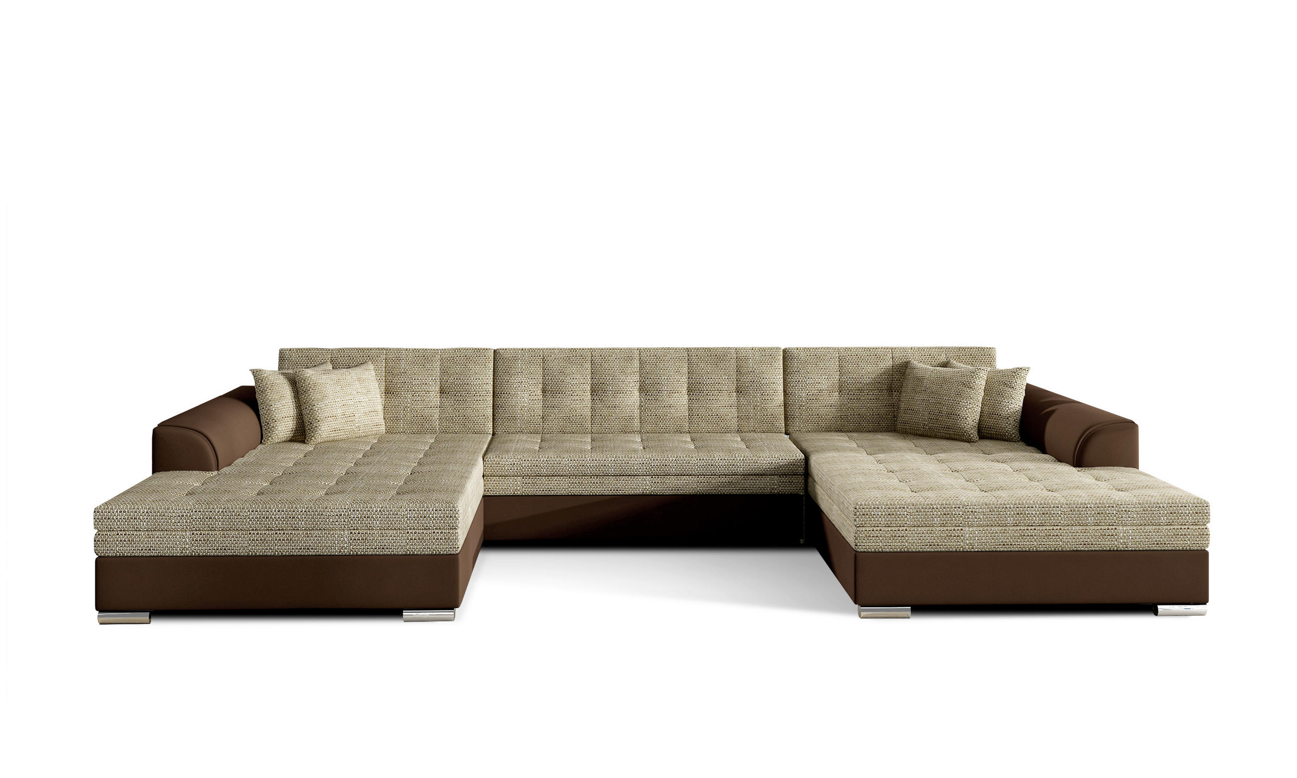 WOHNLANDSCHAFT in Webstoff Hellbraun, Rotbraun  - Chromfarben/Hellbraun, Design, Kunststoff/Textil (165/359/165cm) - MID.YOU