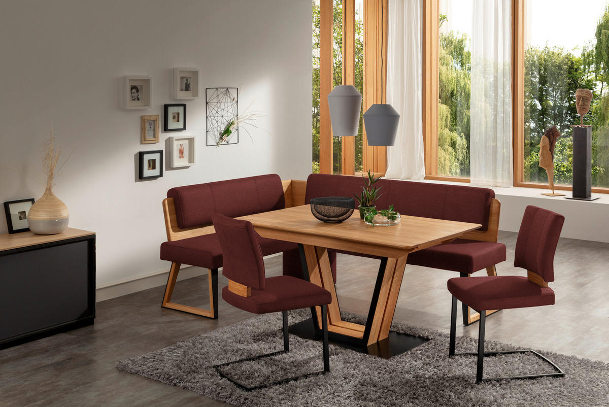 ECKBANK 215/165 cm  in Rot, Wildeiche  - Wildeiche/Rot, Design, Holz/Textil (215/165cm) - Venda