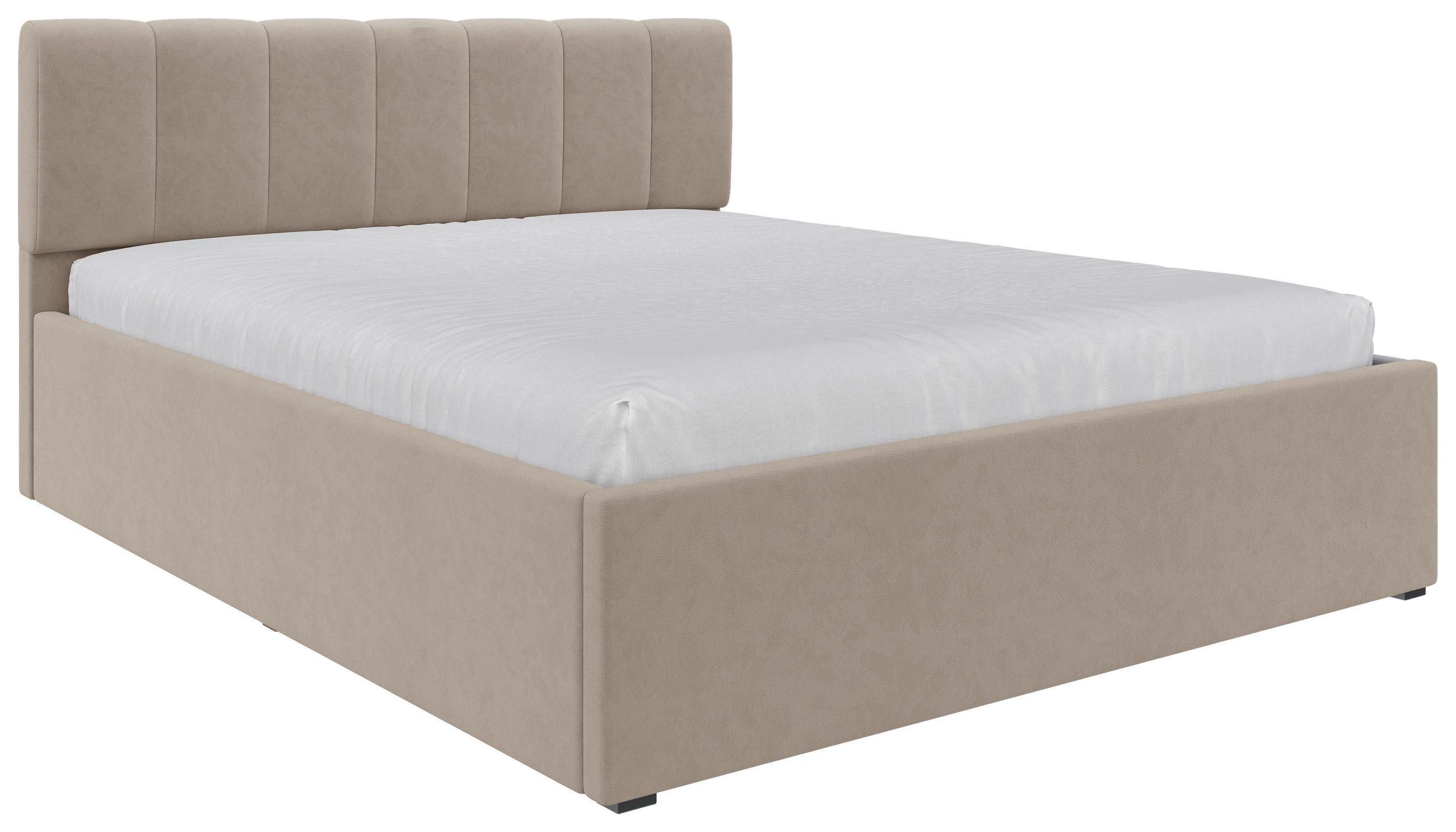 POLSTERBETT 160/200 cm,  in Hellbraun, Lattenrost, Bettkasten,  - Hellbraun/Schwarz, Design, Holz/Kunststoff (160/200cm) - Stylife