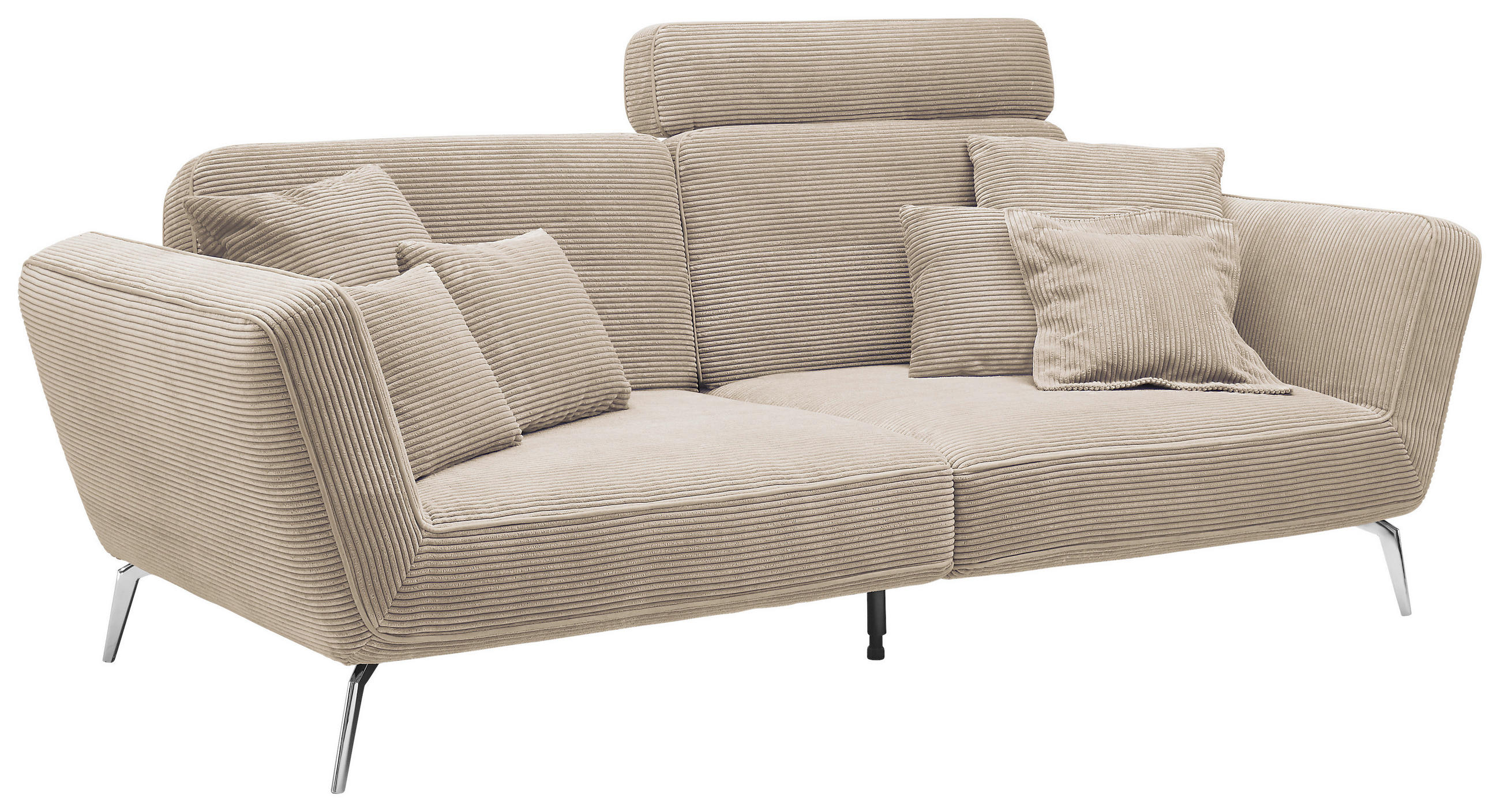 3-SITZER-SOFA Cord Hellbraun  - Chromfarben/Hellbraun, KONVENTIONELL, Kunststoff/Textil (260/90/125cm) - SetOne by Musterring