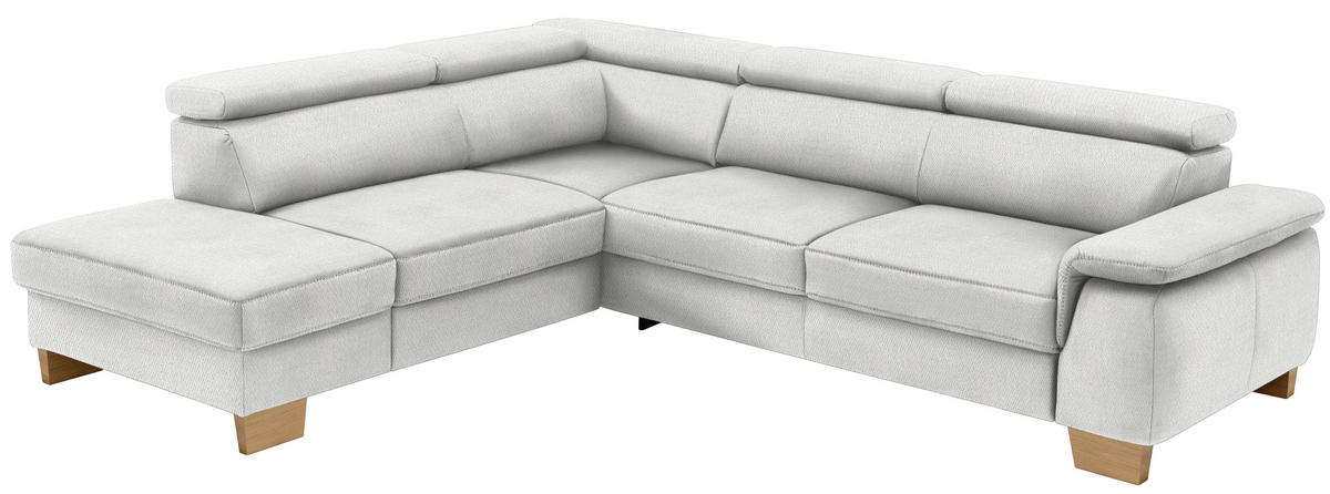 ECKSOFA in Mikrofaser Ecru  - Ecru/Eichefarben, Natur, Holz/Textil (226/273cm) - Beldomo System