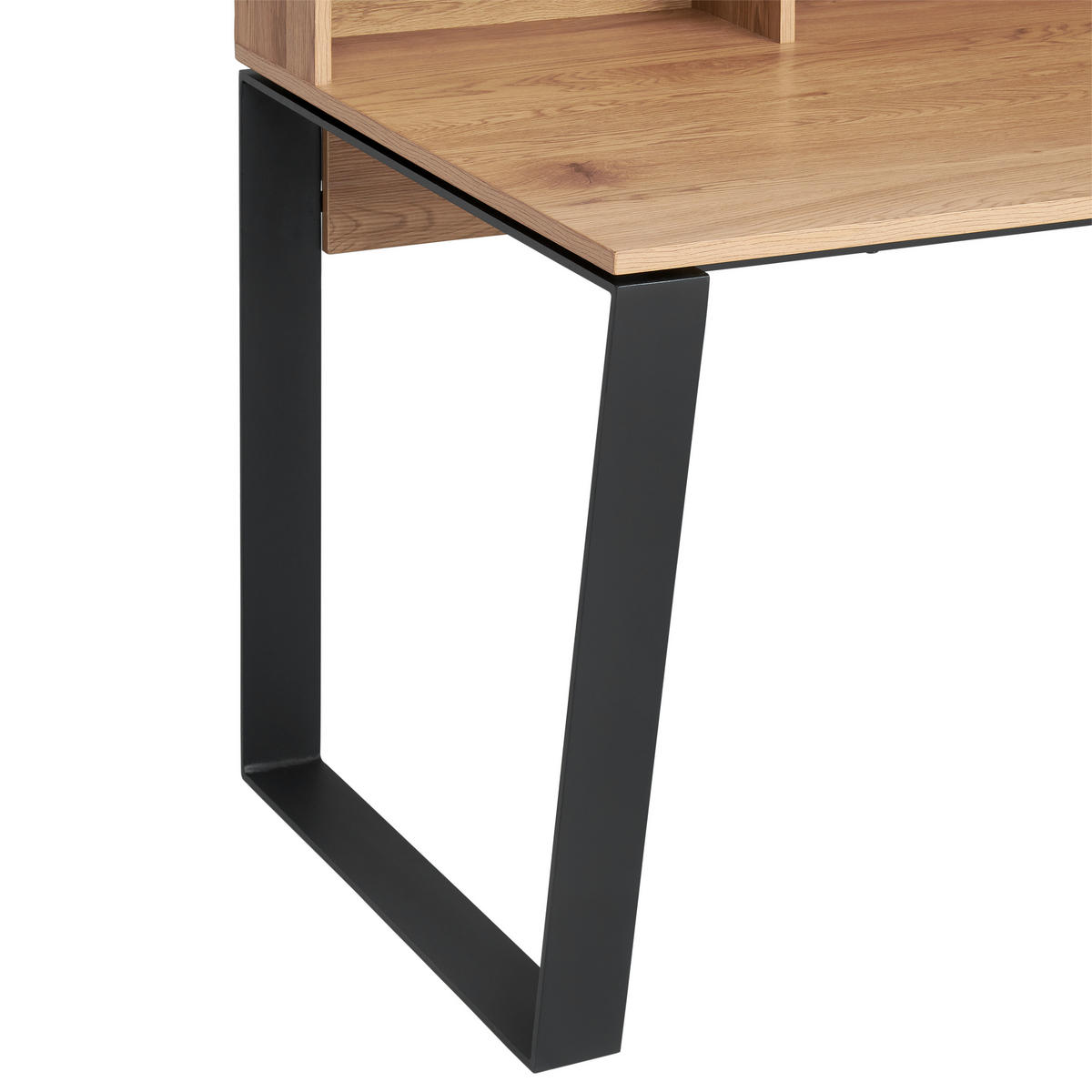 PISALNA MIZA kovina, leseni material črna, barve hrasta  - črna/barve hrasta, Moderno, kovina/leseni material (150/80/80cm) - MID.YOU