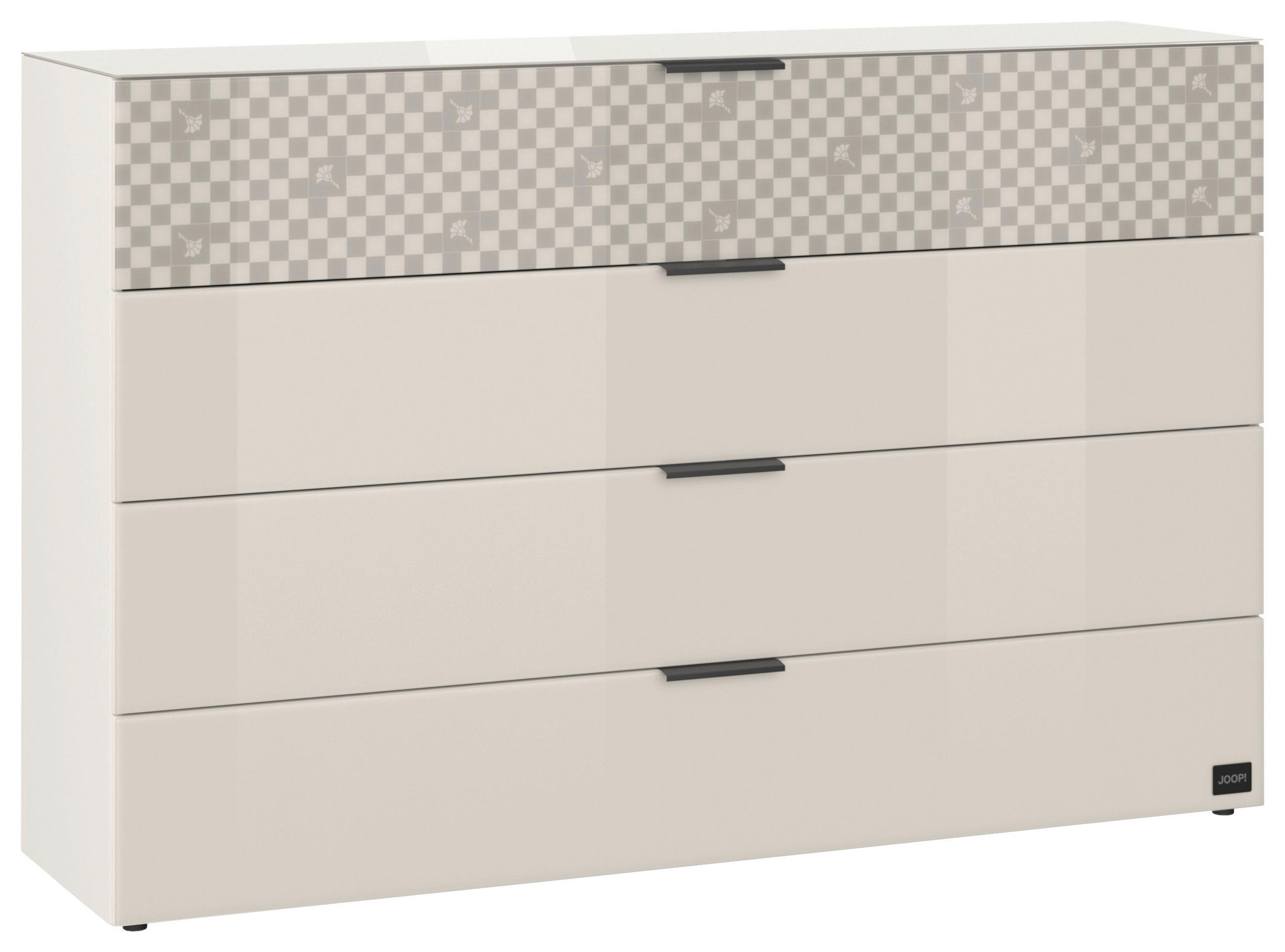 KOMMODE , 120/104/43 cm, 4 Schublade(n)  - Champagner/Schwarz, Design, Glas/Holzwerkstoff (120/104/43cm) - Joop!