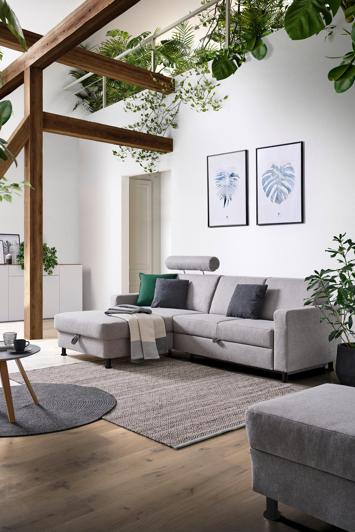 ECKSOFA in Webstoff Platinfarben  - Platinfarben/Schwarz, Design, Kunststoff/Textil (165/257cm) - Xora