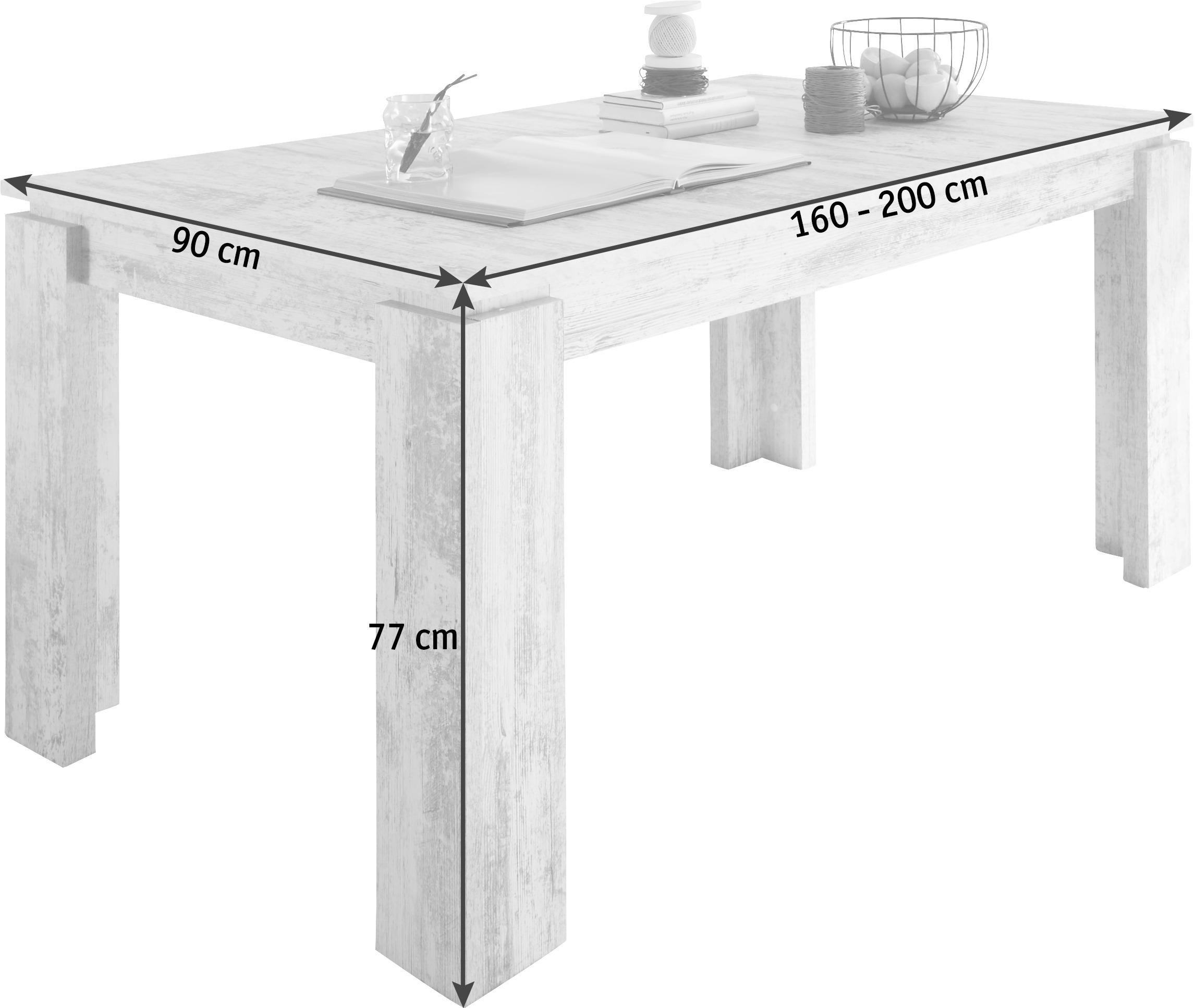 ESSTISCH 160-200/90/77 cm Weiß rechteckig  - Weiß, Design (160-200/90/77cm) - Carryhome