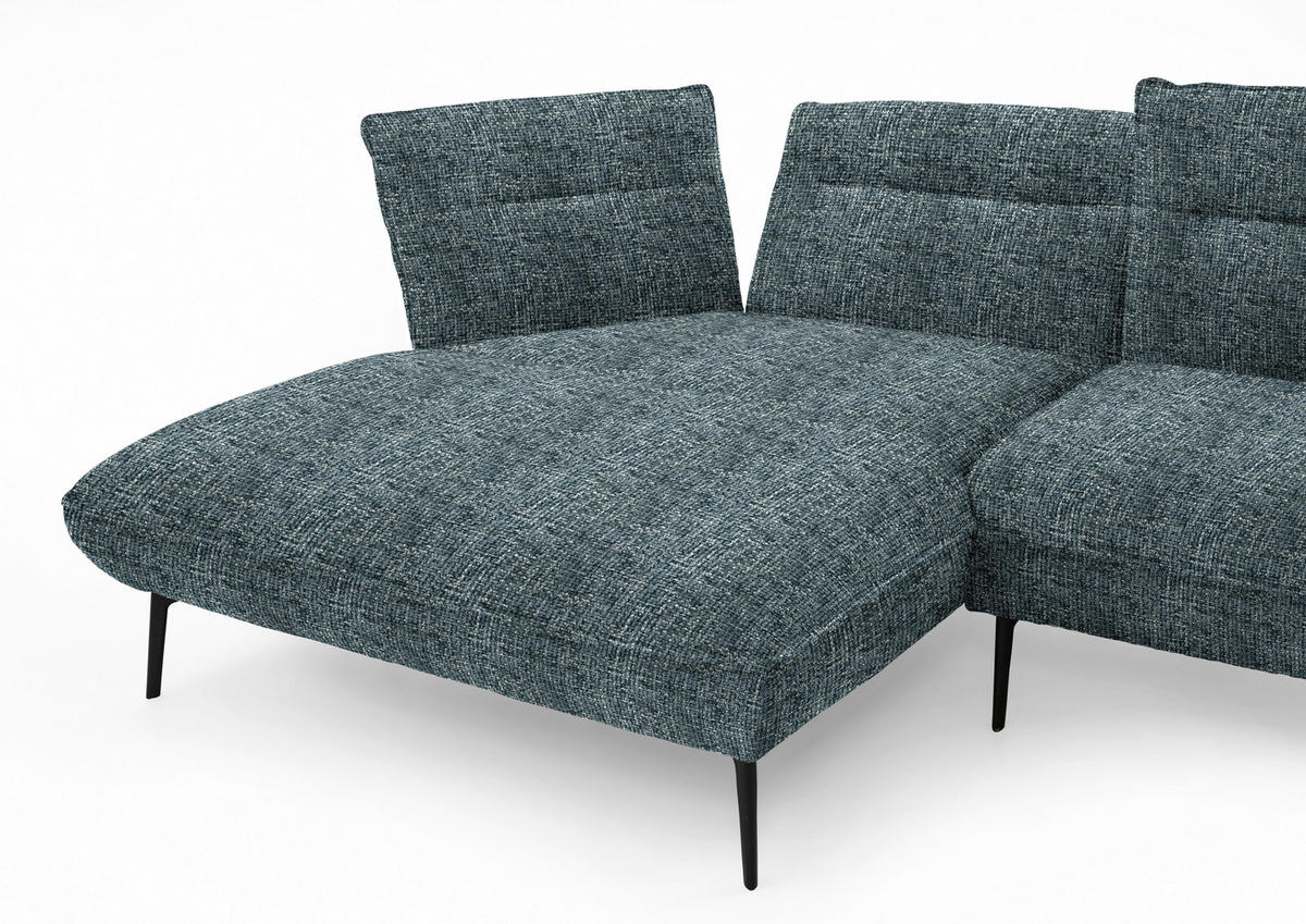 ECKSOFA in Flachgewebe Blaugrau  153/339 cm  - Blaugrau/Schwarz, Design, Textil/Metall (153/339cm) - Moderano