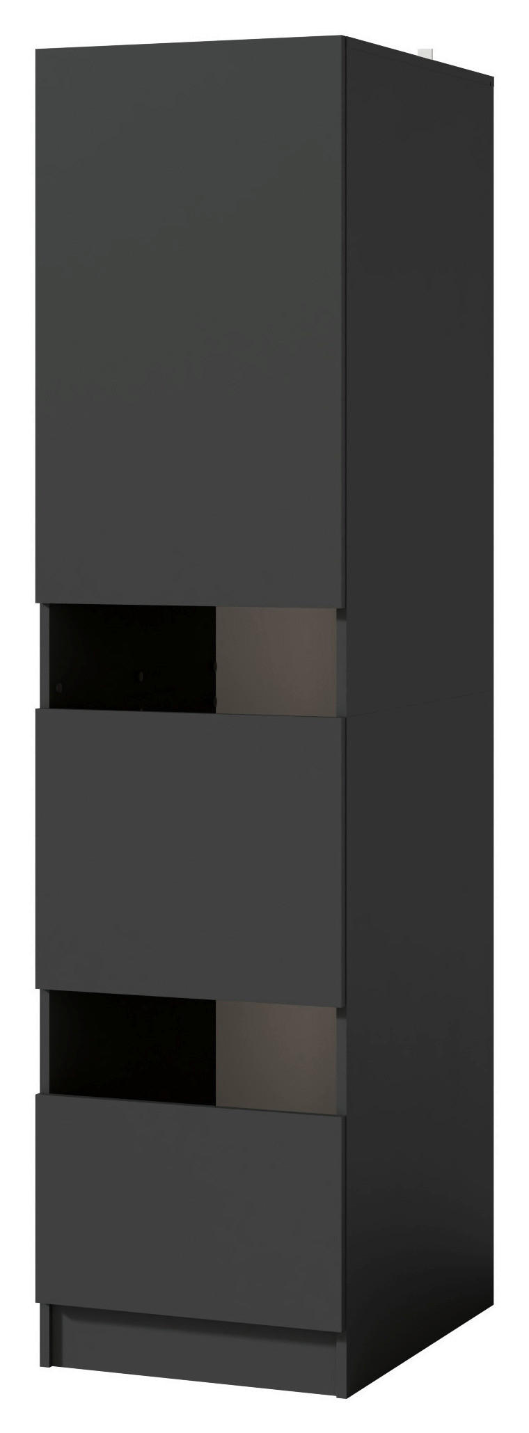 MEHRZWECKSCHRANK 50/200/68 cm  in Anthrazit  - Anthrazit/Schwarz, Design, Holzwerkstoff/Metall (50/200/68cm) - Milino