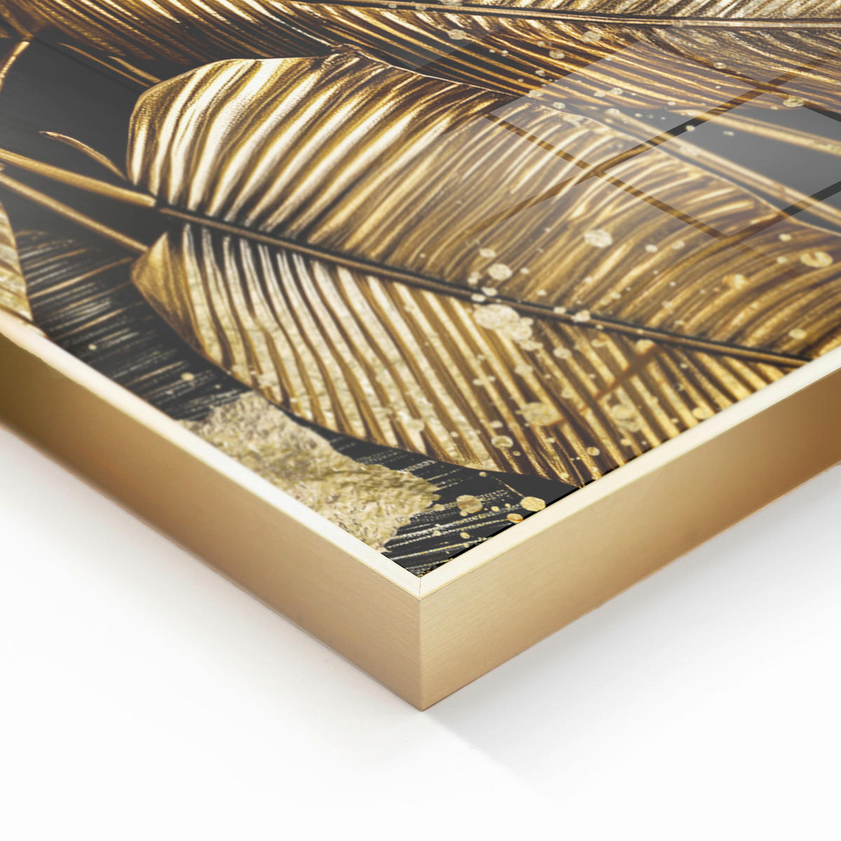 GLASBILD Blätter 80/120 cm  - Goldfarben/Schwarz, Basics, Glas/Holz (80/120cm)