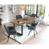 TISCHGRUPPE Grau, Walnussfarben  - Walnussfarben/Grau, MODERN, Holz/Textil (180/90/75cm) - Livetastic