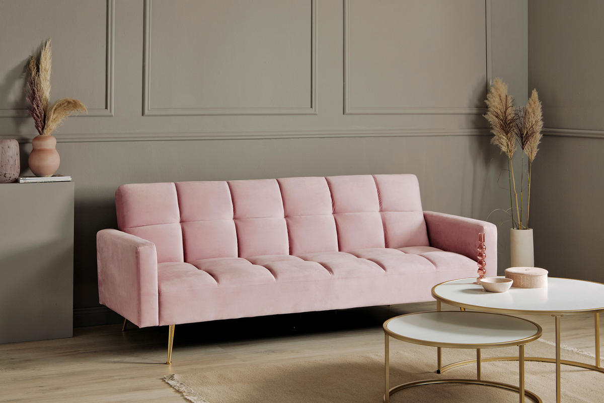 SCHLAFSOFA Rosa  - Goldfarben/Rosa, MODERN, Holz/Textil (213/84/84cm) - Livetastic