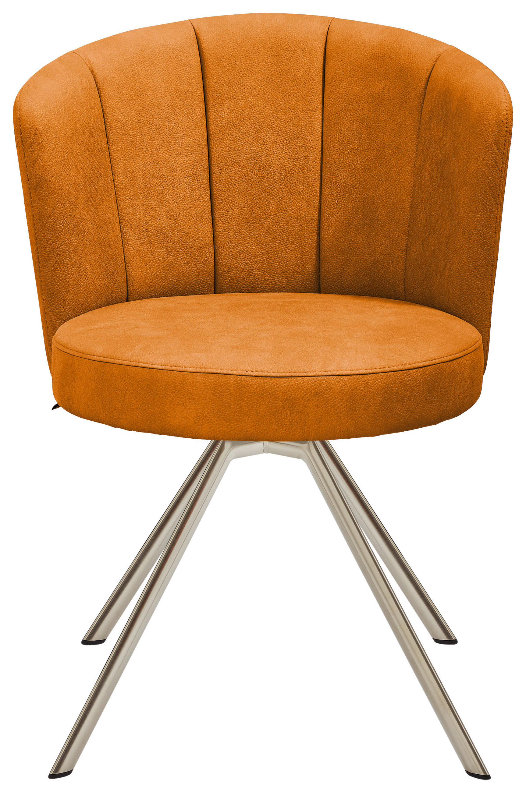 STUHL drehbar Mikrofaser Edelstahlfarben, Cognac  - Edelstahlfarben/Cognac, Design, Textil/Metall (62/83/64cm) - Venjakob