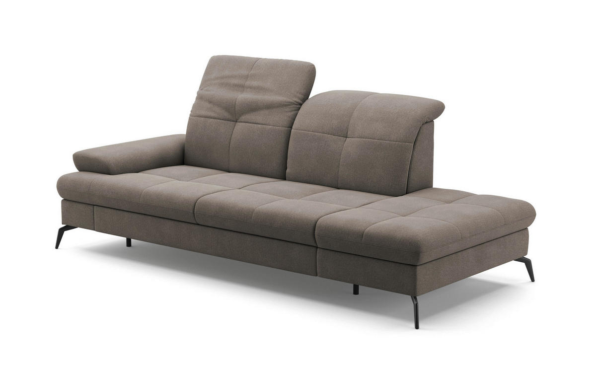 RÉCAMIERE in Flachgewebe Schlammfarben  - Schlammfarben/Schwarz, Konventionell, Textil/Metall (231/90/122cm) - Sit & More
