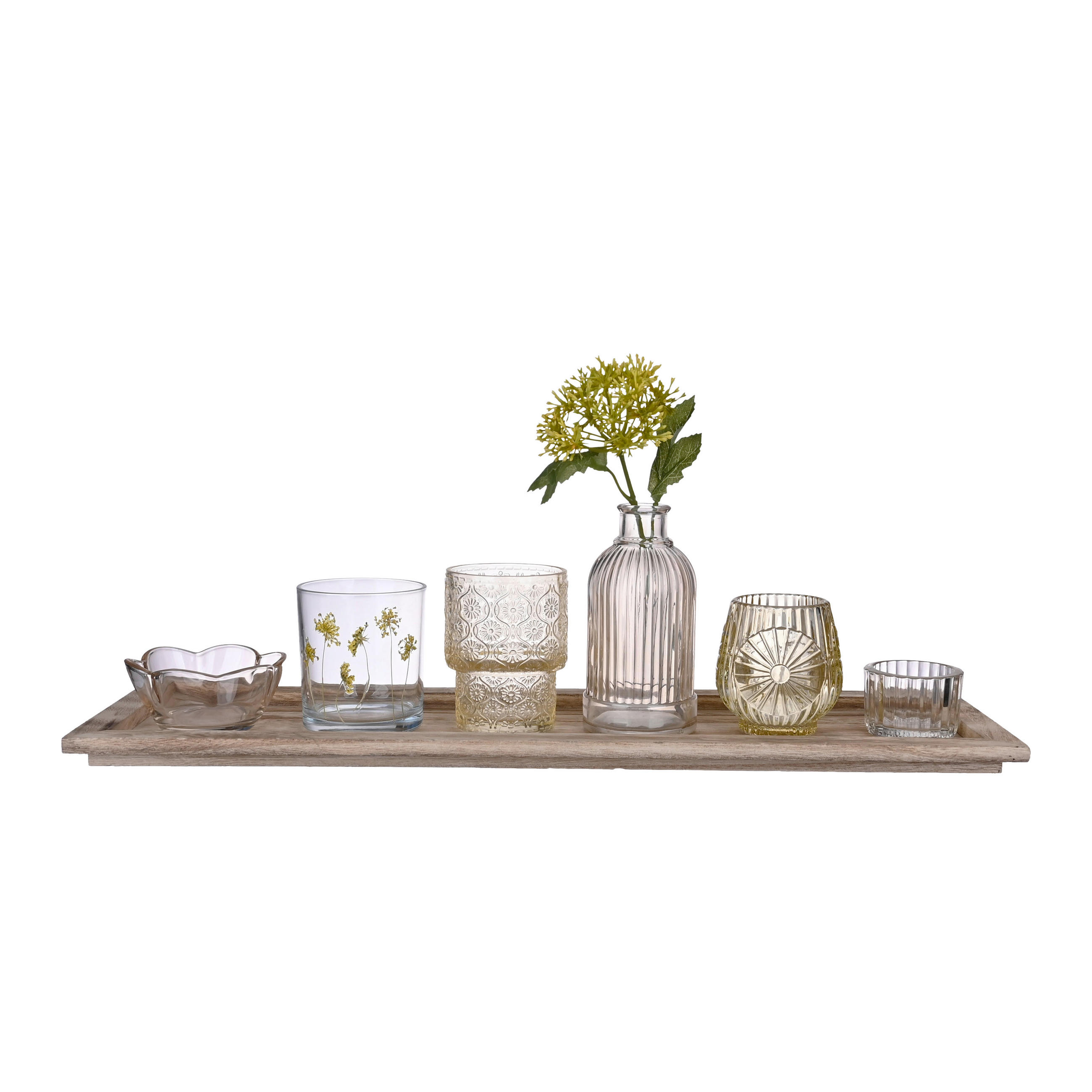 VASE 14 cm  - Multicolor, LIFESTYLE, Glas/Holz (50/12,5/14cm) - Ambia Home