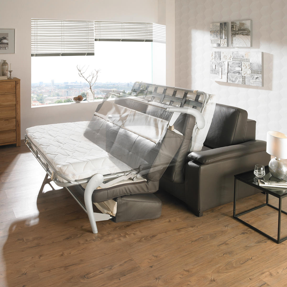 SCHLAFSOFA in Echtleder Dunkelbraun  - Wengefarben/Dunkelbraun, KONVENTIONELL, Leder/Holz (216/86/97cm) - Novel