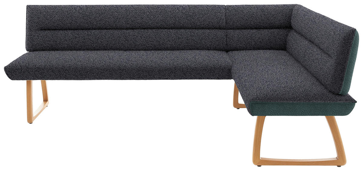 ECKBANK Holz, Textil Petrol, Dunkelgrau  - Eichefarben/Dunkelgrau, Design, Holz/Textil (237/162cm) - Koinor