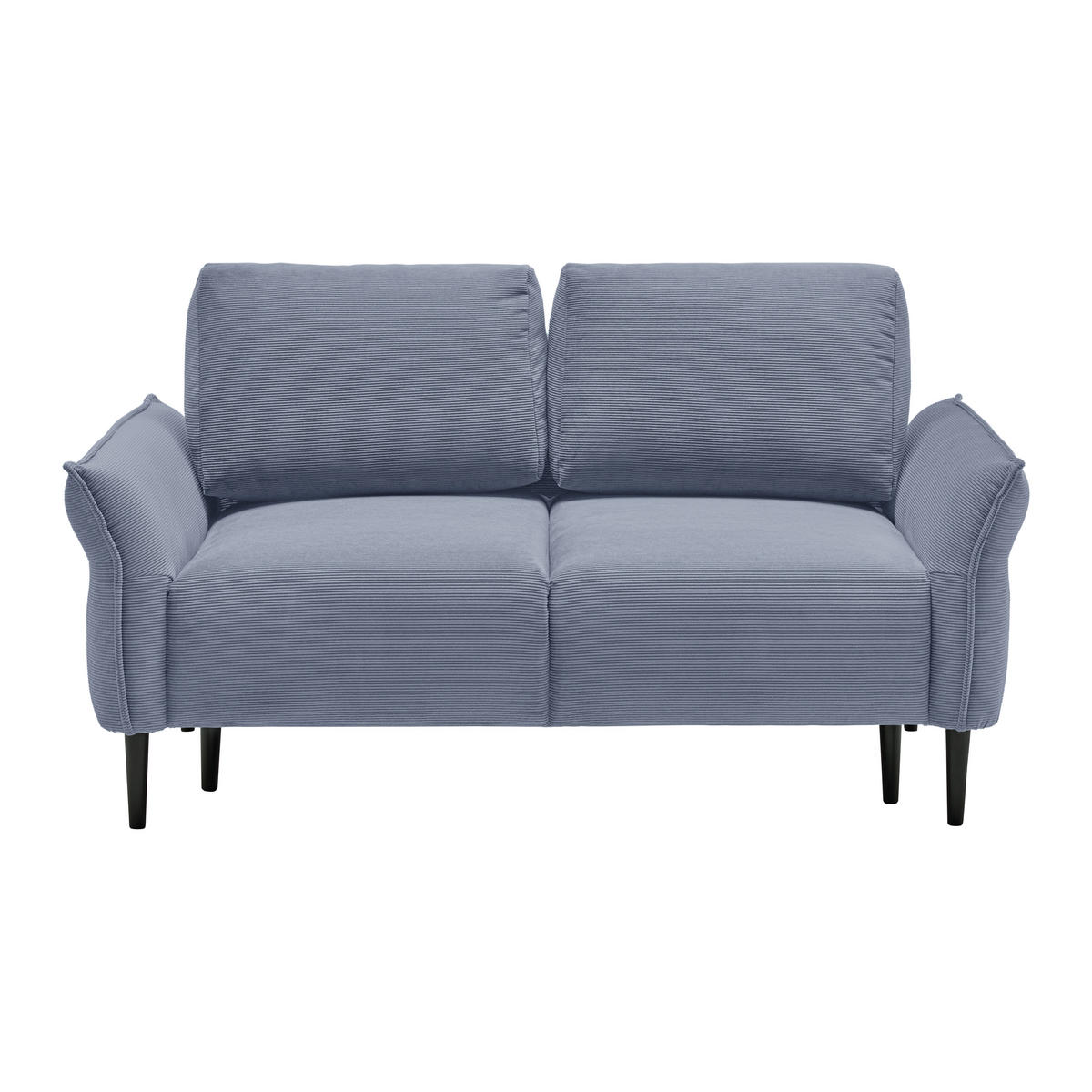 2-SITZER-SOFA Cord Blaugrau  - Blaugrau/Schwarz, Modern, Holz/Textil (150/85/92cm) - MID.YOU