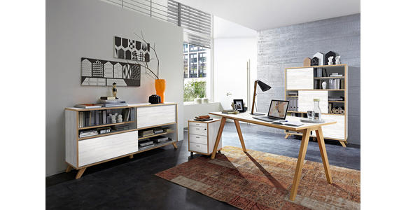 ROLLCONTAINER - Eichefarben/Alufarben, Design, Holzwerkstoff/Metall (43/59/44cm) - Xora