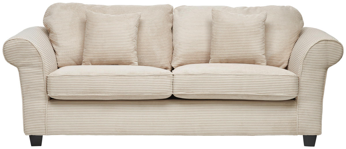 3-SITZER-SOFA in Cord Naturfarben  - Dunkelbraun/Naturfarben, Konventionell, Holz/Textil (215/70/90cm) - home24