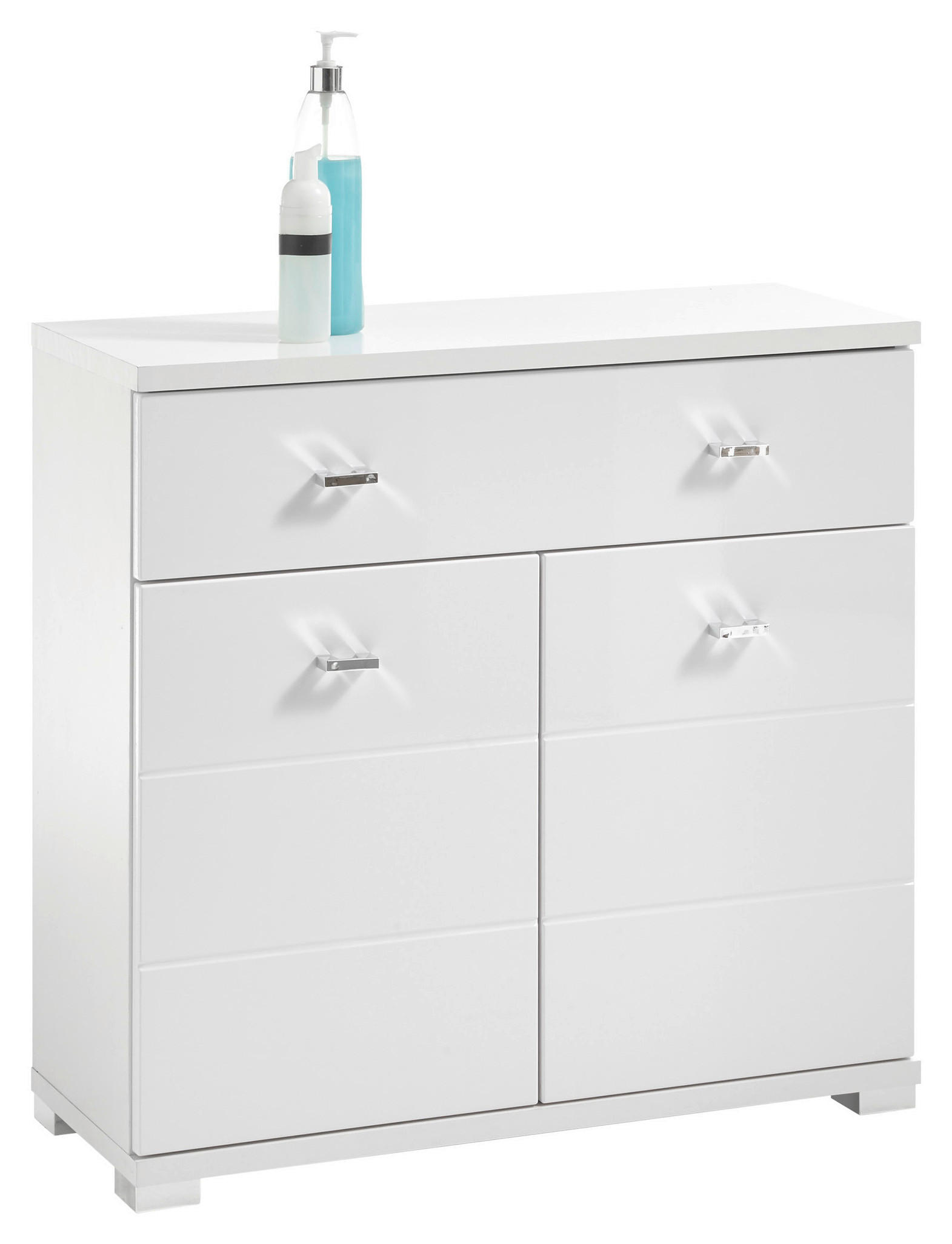 UNTERSCHRANK 76/73/31 cm   - Weiß Hochglanz/Silberfarben, Basics, Holzwerkstoff/Kunststoff (76/73/31cm) - Livetastic