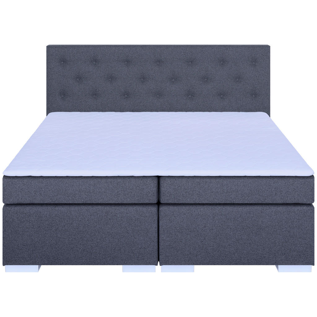 Thumbnail - Mid.you Boxspringbett, Dunkelgrau, Textil, H3, Höhe ca. 16 cm, 180x200 cm, gepolstertes Kopfteil, Stoffauswahl, Topper d...