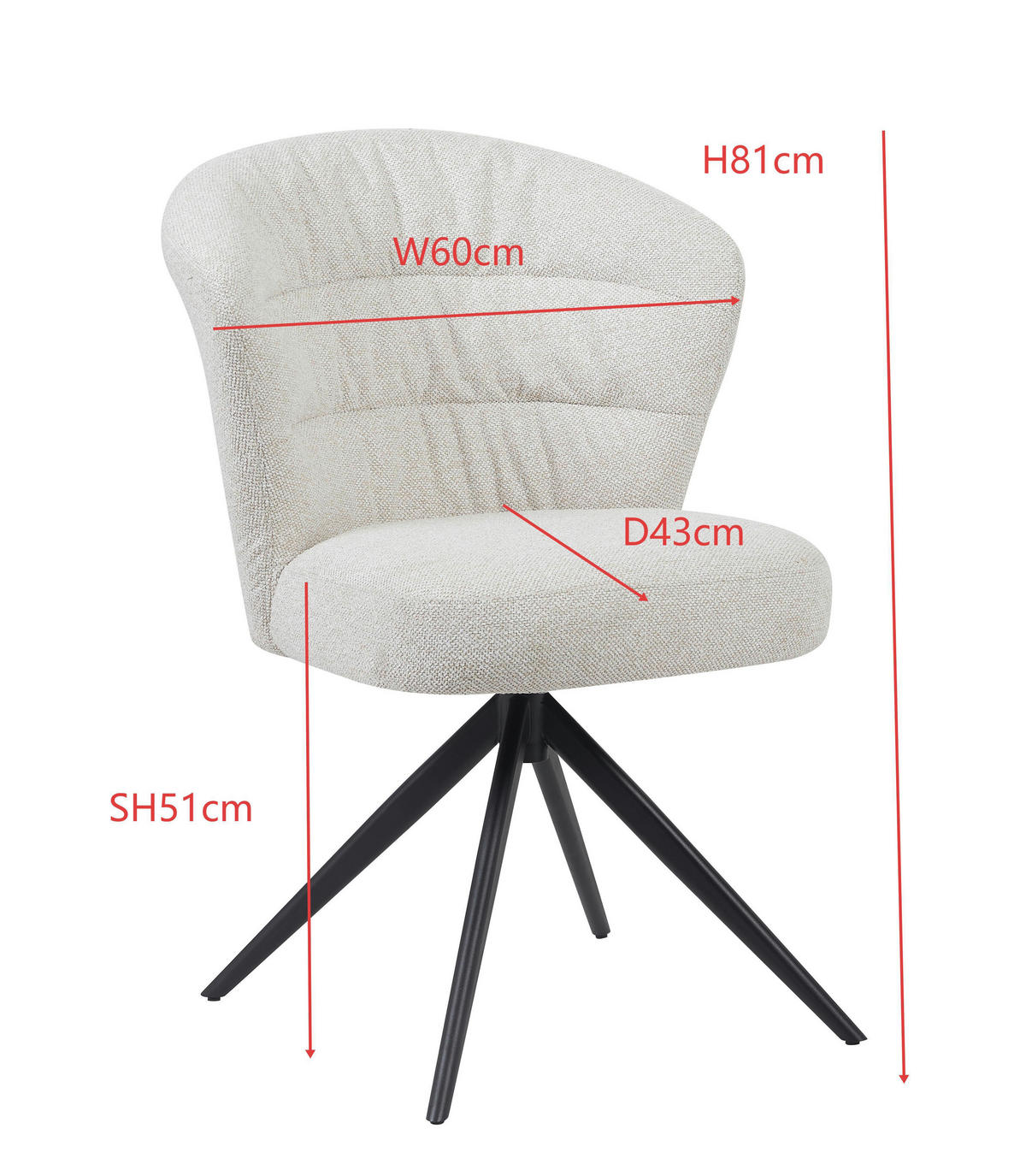 STUHL - Beige/Schwarz, Design, Textil/Metall (64/89/58cm) - Stylife