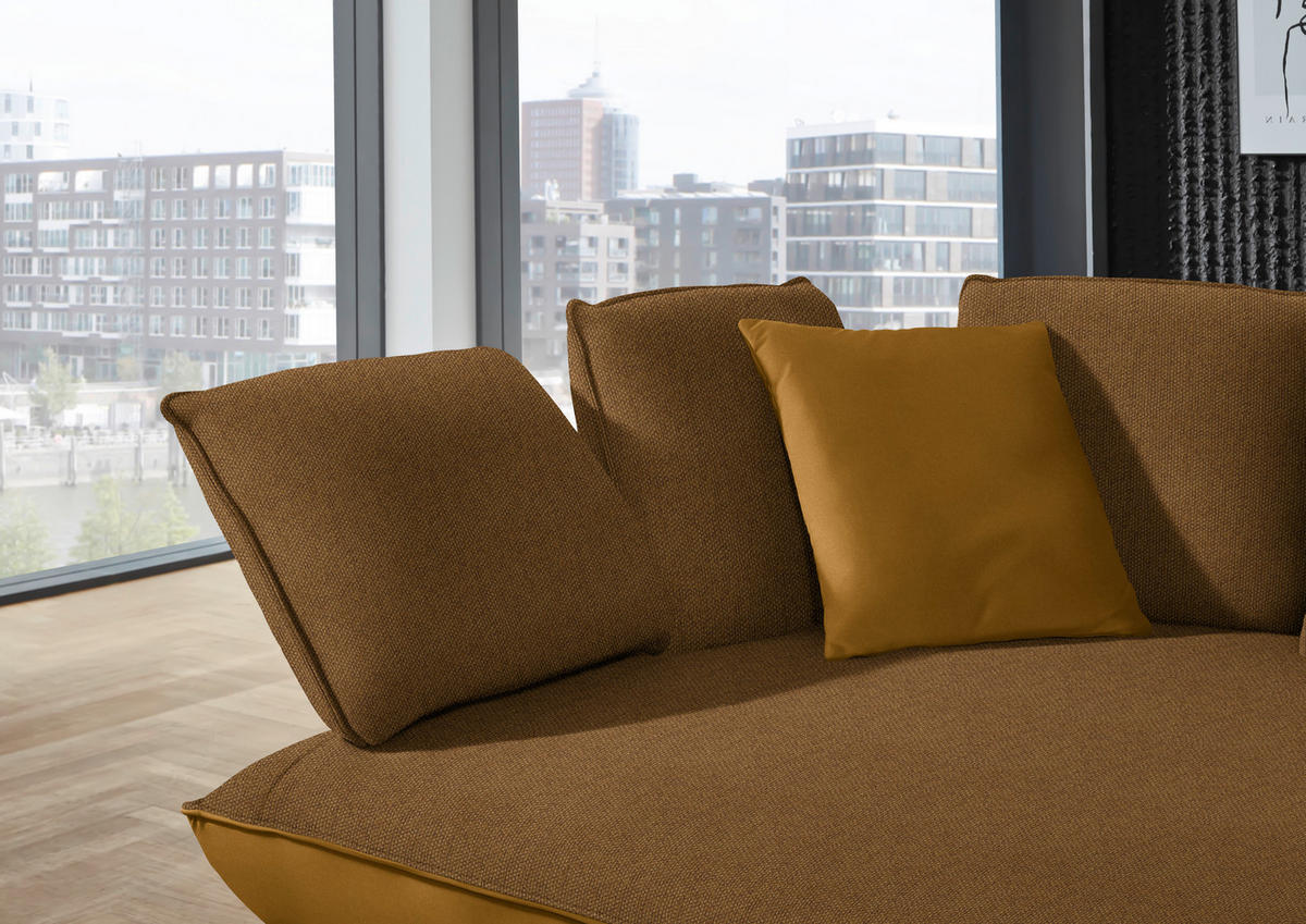 ECKSOFA Goldfarben Flachgewebe  - Goldfarben/Schwarz, Design, Textil/Metall (169/320cm) - Moderano