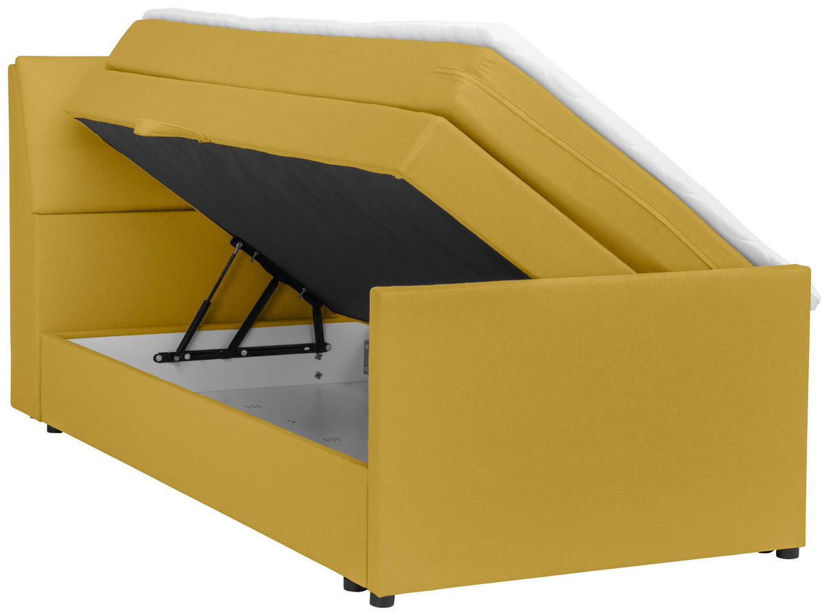 BOXSPRINGBETT 120/200 cm  in Gelb  - Gelb/Schwarz, MODERN, Holz/Textil (120/200cm) - MID.YOU