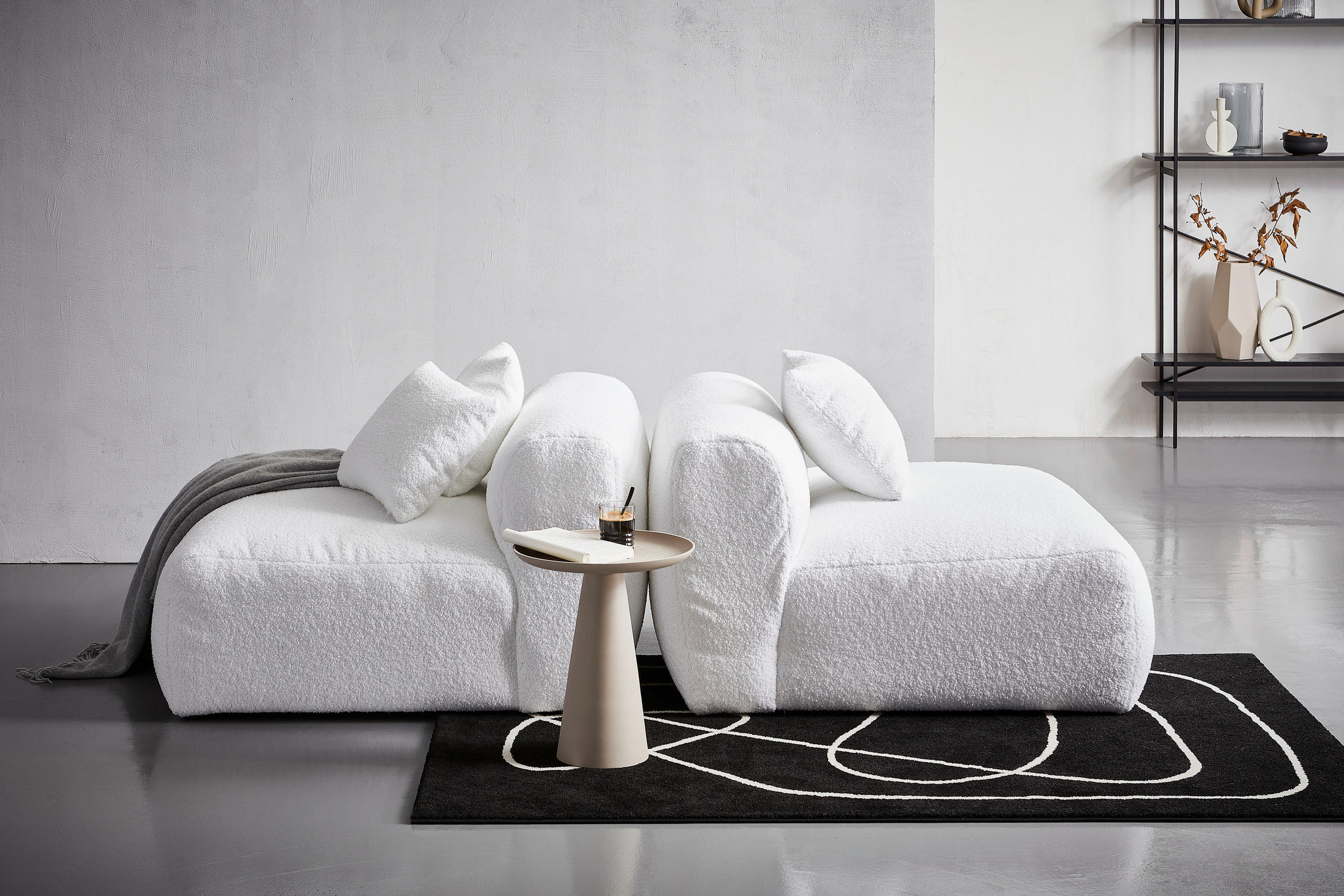 SOFAELEMENT in Flachgewebe, Teddystoff Weiss - Weiss, Trend, Textil (120/70/122cm) - Livetastic