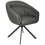 ARMLEHNSTUHL  in Eisen Echtleder pigmentiert  - Anthrazit/Schwarz, Design, Leder/Metall (62/82/64cm) - Emilio Belluti