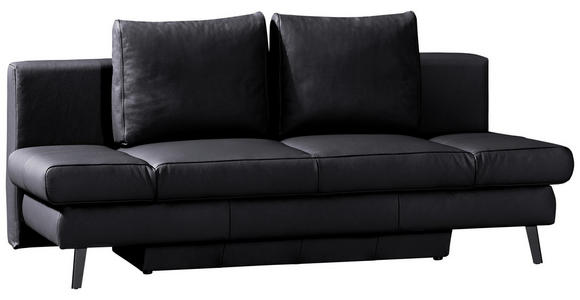 SCHLAFSOFA Schwarz Echtleder  - Schwarz, KONVENTIONELL, Leder/Metall (200/85/90cm) - Novel