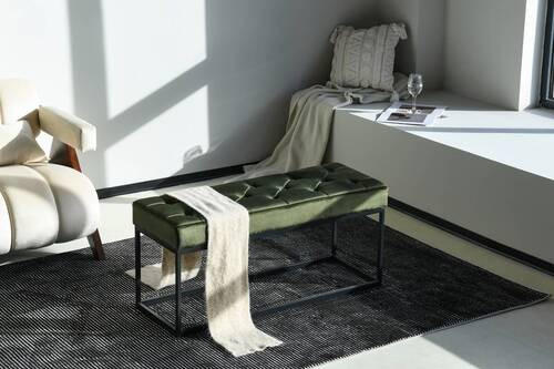 BANCĂ PENTRU HOL 103/47/38 cm  - verde/negru, Design, metal/textil (103/47/38cm) - MID.YOU