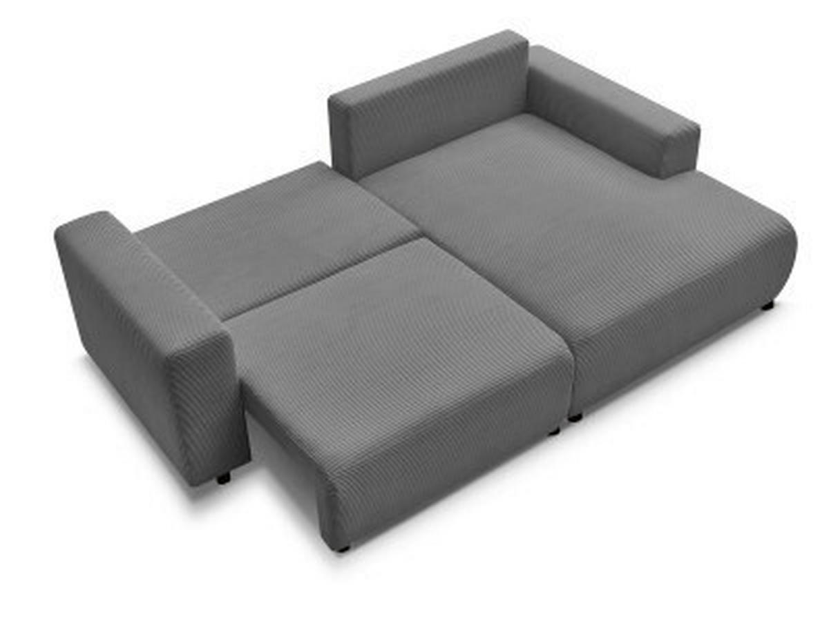 ECKSOFA Ottomane rechts  ATILLA Dunkelgrau Cord  - Dunkelgrau/Schwarz, MODERN, Kunststoff/Textil (244/149cm)