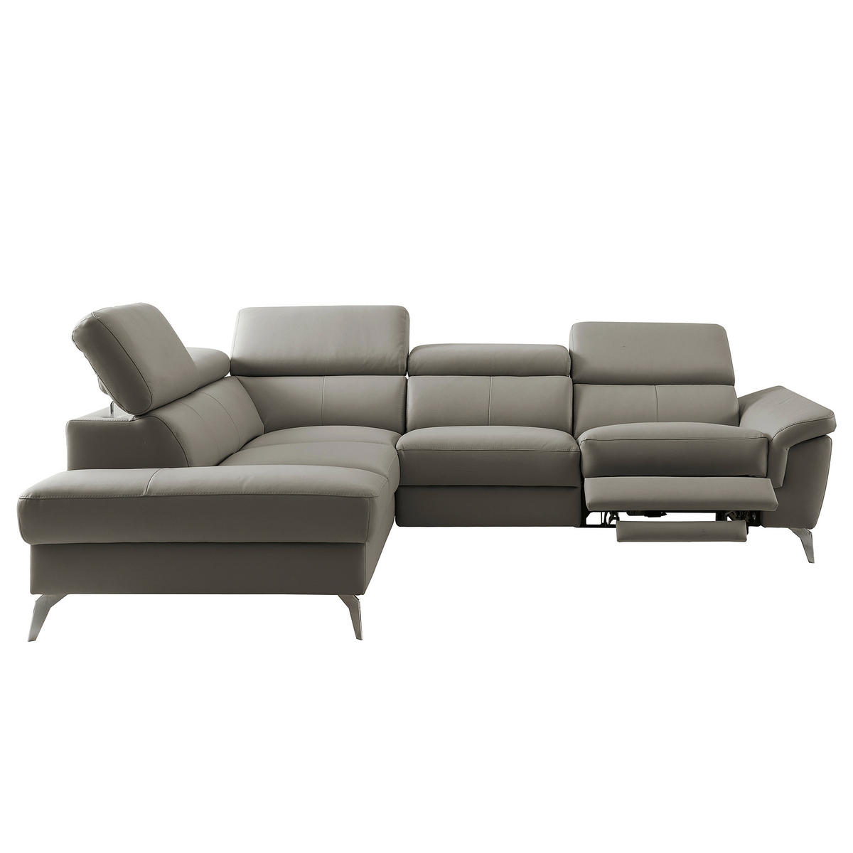 ECKSOFA  in Lederlook Echtleder Schlammfarben  210/265 cm  - Chromfarben/Schlammfarben, Design, Leder/Textil (210/265cm) - Livetastic