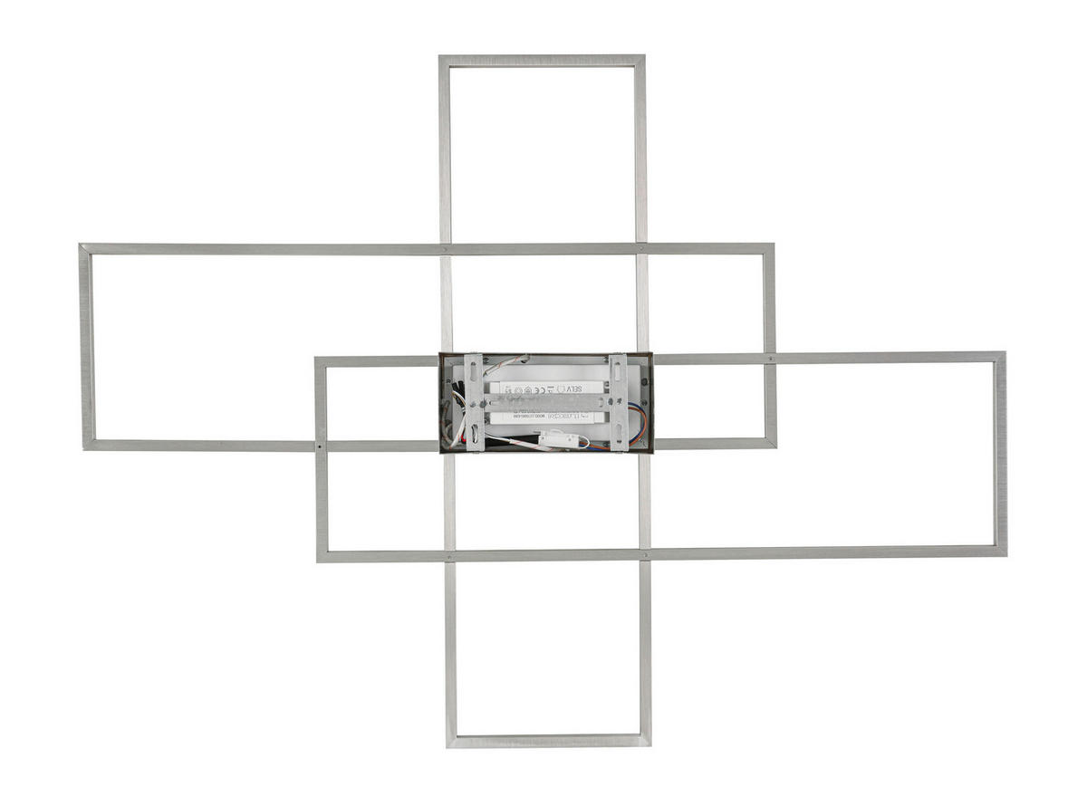 LED MENNYEZETI LÁMPA - nikkelszínű, Design, műanyag/fém (100/75/7,5cm) - Novel
