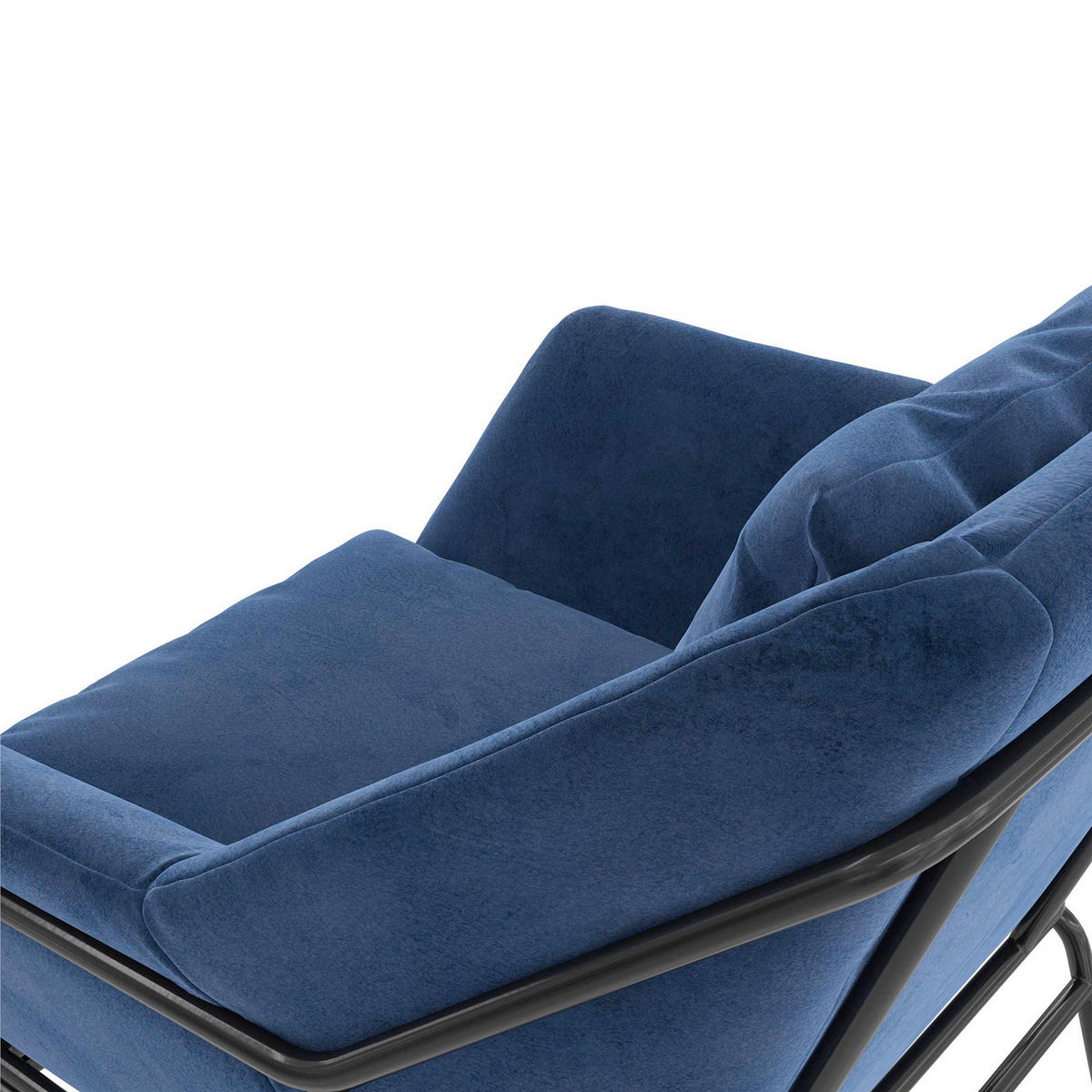 STUHL  in Stahl Velours  - Blau/Schwarz, Design, Textil/Metall (71/81/66cm) - MID.YOU