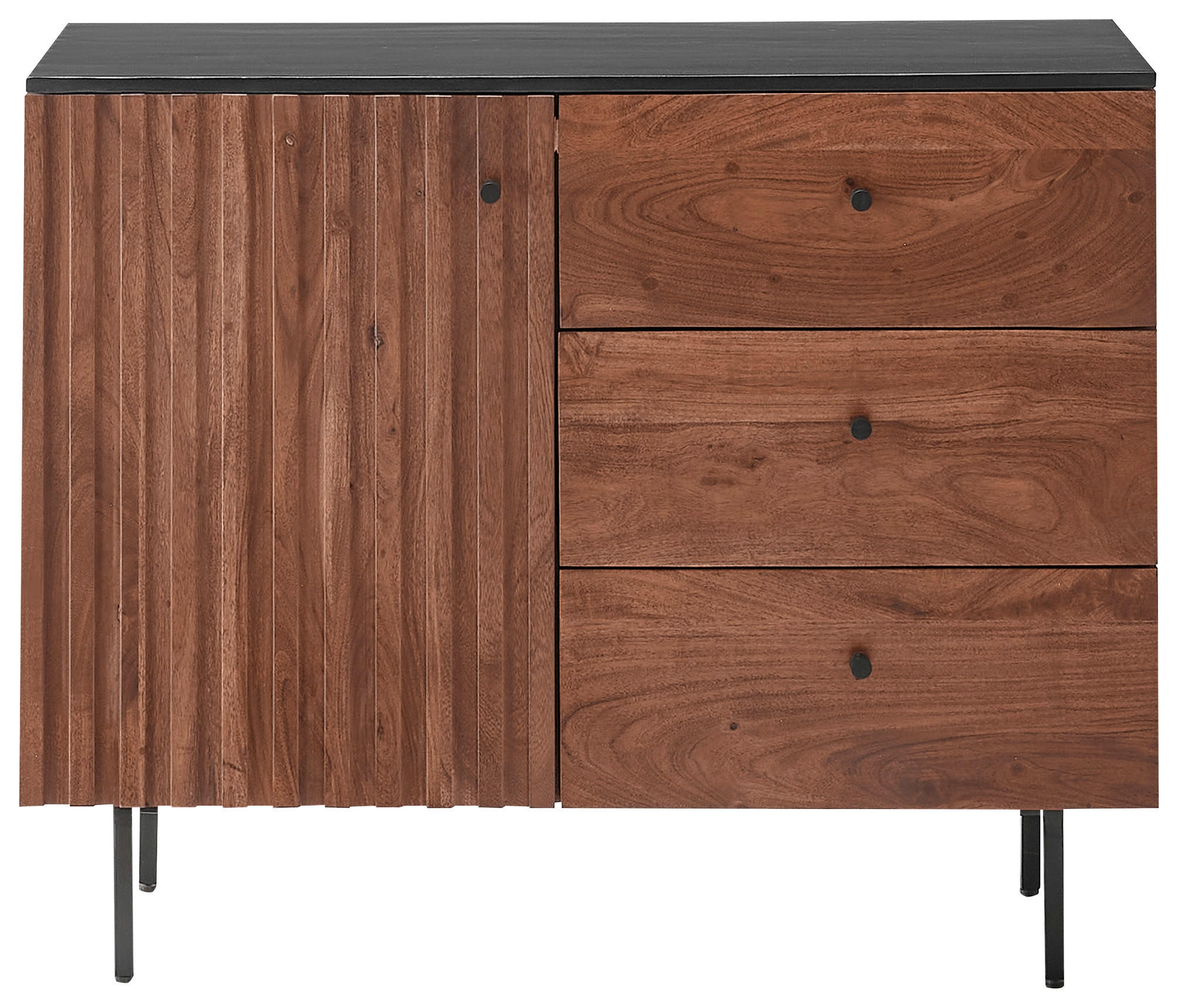 SIDEBOARD 95/85/40 cm in Schwarz, Walnussfarben - Walnussfarben/Schwarz, Lifestyle, Holz/Holzwerkstoff (95/85/40cm) - MID.YOU