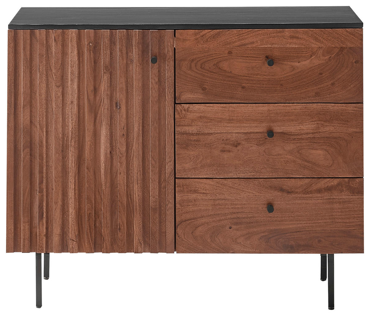 SIDEBOARD 95/85/40 cm  in Schwarz, Walnussfarben  - Walnussfarben/Schwarz, Lifestyle, Holz/Holzwerkstoff (95/85/40cm) - MID.YOU