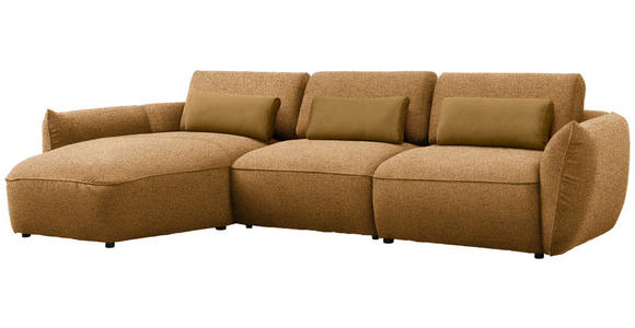 ECKSOFA  in Chenille Bronzefarben  190/340 cm  - Goldbraun/Schwarz, Design, Kunststoff/Textil (190/340cm) - Belluti