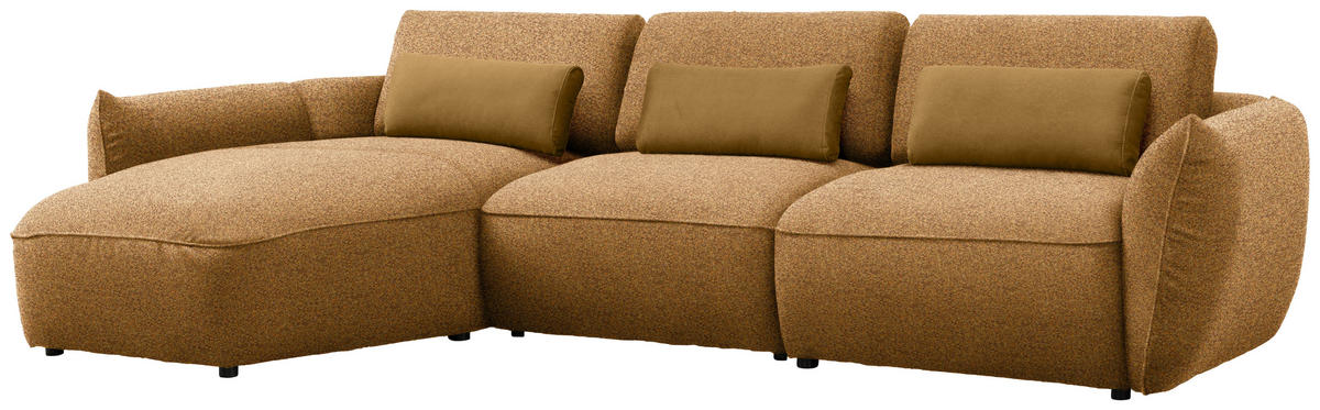 ECKSOFA  in Chenille Bronzefarben  190/340 cm  - Goldbraun/Schwarz, Design, Kunststoff/Textil (190/340cm) - Belluti