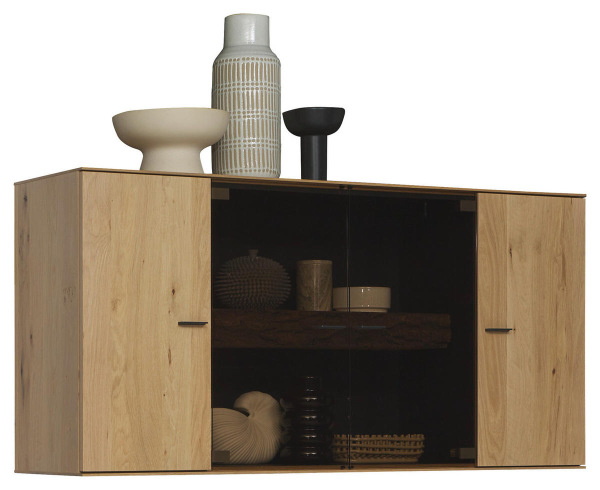HÄNGEVITRINE in Eichefarben   - Eichefarben/Anthrazit, Design, Glas/Holz (163/77/39cm) - Valnatura