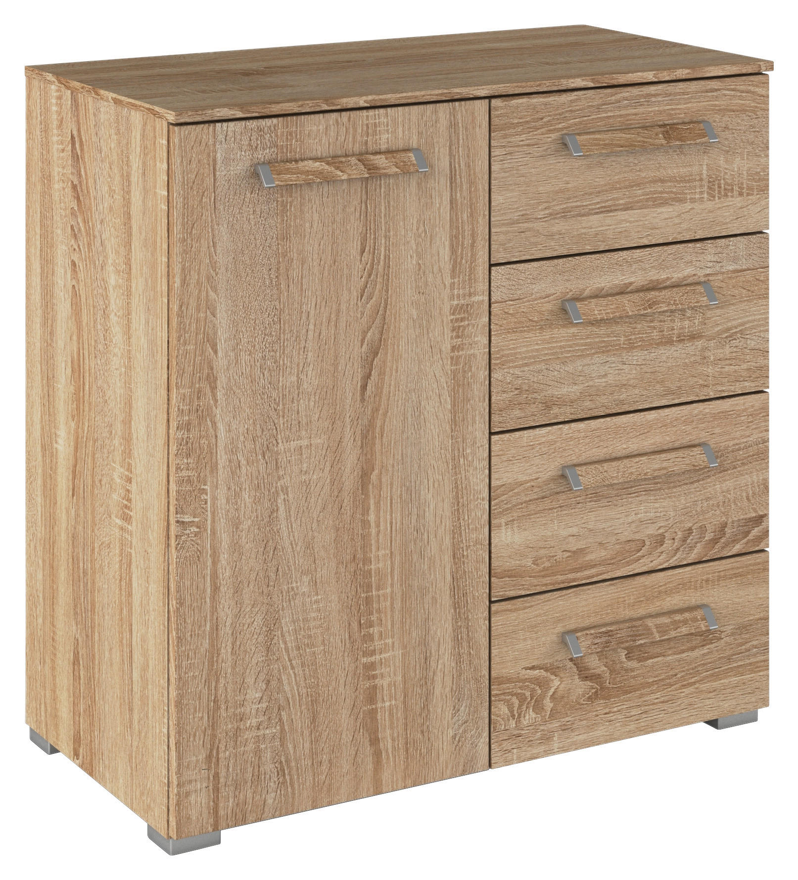 KOMMODE  in 80/81/42 cm  - Silberfarben/Sonoma Eiche, Design, Holzwerkstoff/Kunststoff (80/81/42cm) - Novel