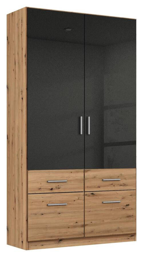KLEIDERSCHRANK 91/197/54 cm 2-türig Dunkelgrau, Eiche Artisan  - Dunkelgrau/Silberfarben, Design, Holzwerkstoff/Kunststoff (91/197/54cm) - Carryhome