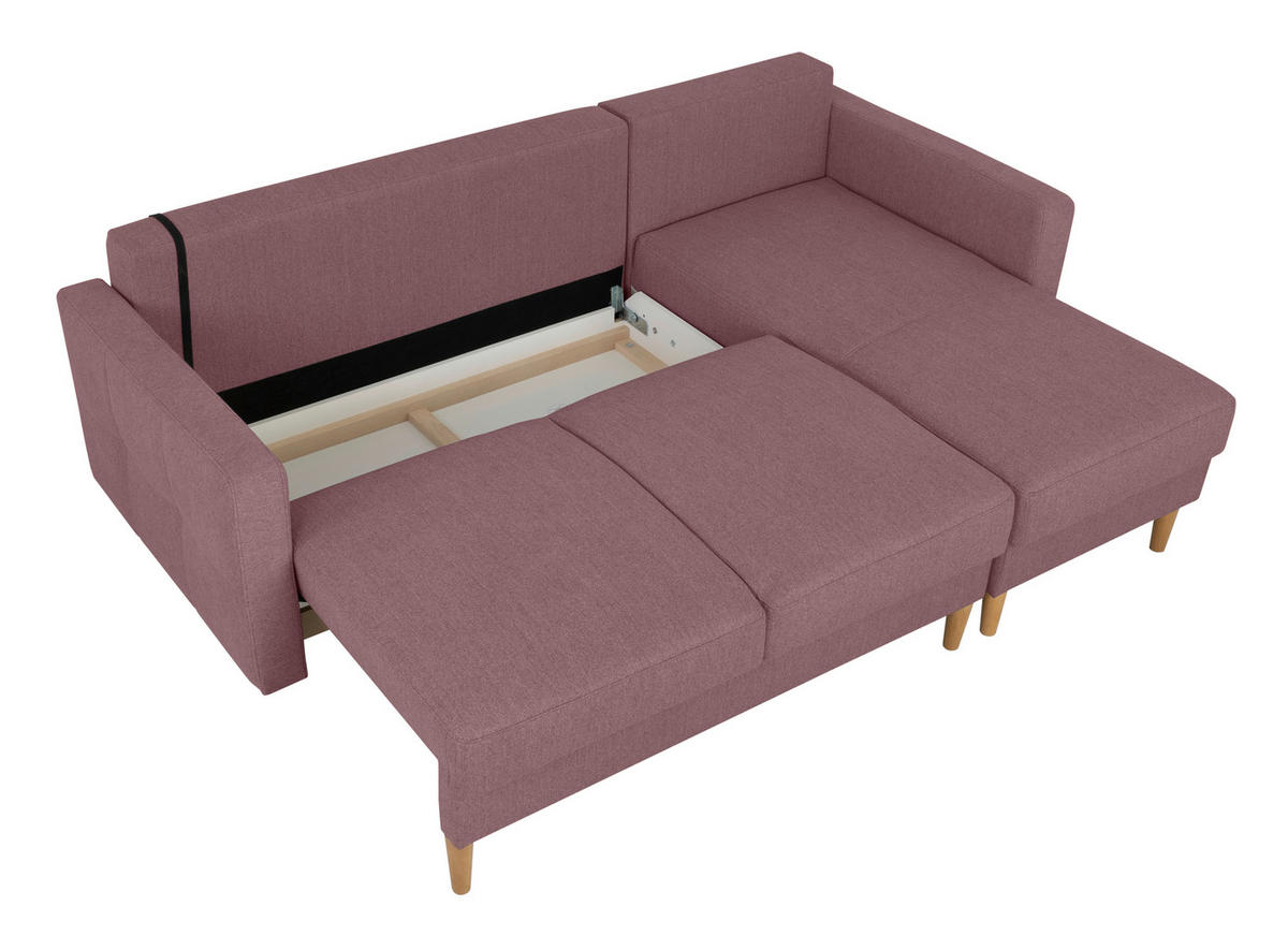 ECKSOFA in Beere  - Beere/Buchefarben, Design, Holz/Textil (223/157cm) - MID.YOU